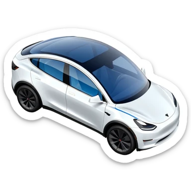 Tesla Model Y parking, seen from above. A blue line shows the planned trajectory sticker