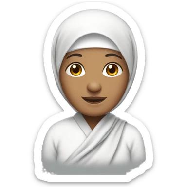 Muslim, elderly person with wrinkles, wearing a white headscarf. sticker