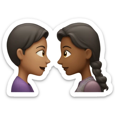 One woman whispers into the ear of another woman closing by hand sticker