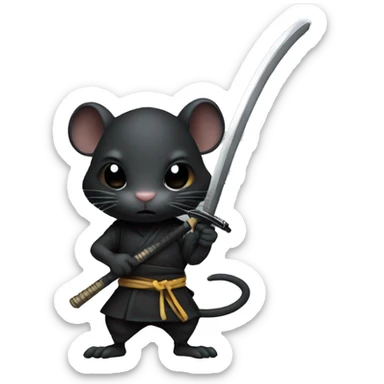 ninja black skin rat with katana sticker