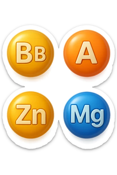 emoji stile iphone in 3d di vitamine del gruppo B, vitamina A, zinco, magnesio, iperrealistico 4k sticker