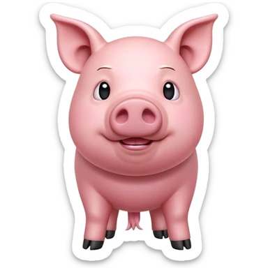 cinematic-[realistic pig]-realistic-full-body-standing-emoji,-tail-flicking-lazily,-head-tilted-dramatically,-sleek-[pink]-skin,-simplified-yet-realistic-focused-features,-highly-detailed,-glowing-with-an-almost-sarcastic-glow sticker