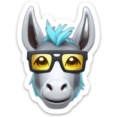 glitched unidonkey with cyberpunk glasses sticker