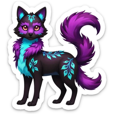 Multicolored gloomy glowing bioluminescent dark edgy gothic spooky cool badass pretty cool elegant realistic floral exotic Falvie-Fionbri-fursona, full body sticker
