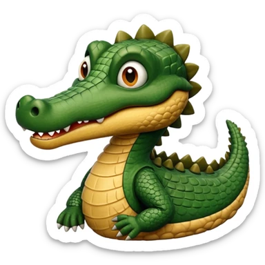 A clay academic alligator. The background is a solid white circle sticker