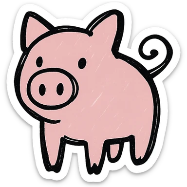 hand drawn outlined icon of a pink animal, no fill sticker