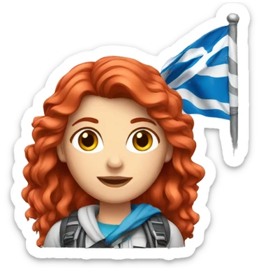 a red hair female on everest with greek flag sticker