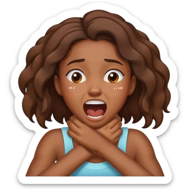 Black Girl with hands crossed choking herself screaming laughing crying sticker