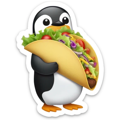 Penguin stomping on a taco sticker