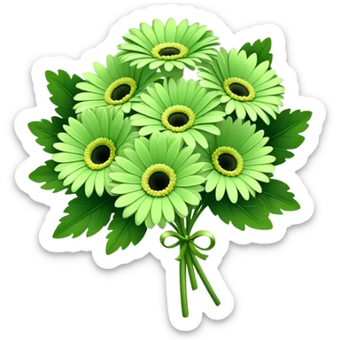 bouquet Soft Green Gerbera Daisy, luxuriant, leaf, bud sticker