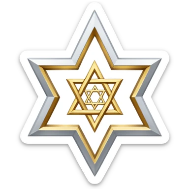 reform jewish synagogue similar in architecture to historical religious architecture in europe. the building should be white with silver/golden features, gothic architectural elements and star of david. no crosses. the emoji should be in ios emoji style. sticker