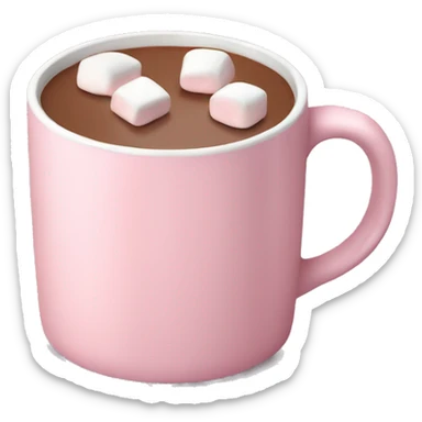 Light Pink mug of hot chocolate with marshmallows  sticker