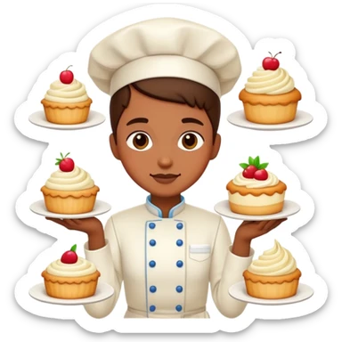 
Make an emoji of pastry chef using details such as cream desserts and etc. sticker