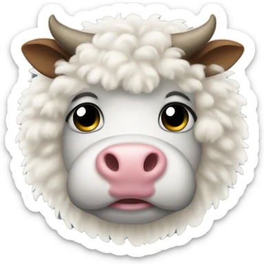 a fluffy cow sticker