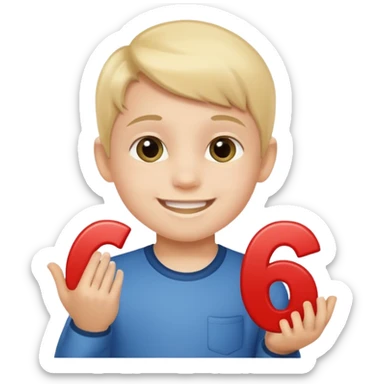 A Lil kid holding 6 7  sticker