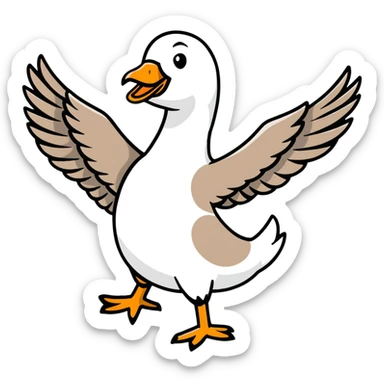 goose with wings spread out in t position sticker