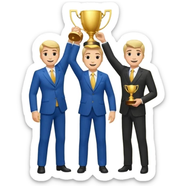 winner ceremony with one guy handing another guy a trophy sticker