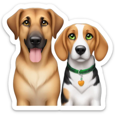 A cute german shepherd with green eyes and a cute beagle with very bright blue eyes ready for thanksgiving sticker