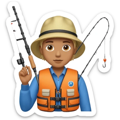 Person inside of a boat fishing sticker