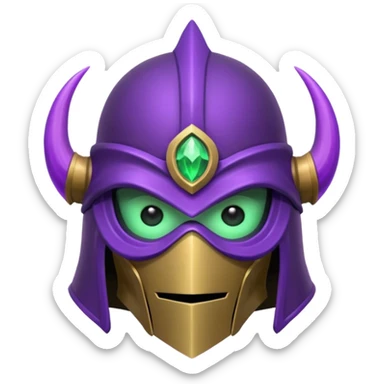 mystic knight with full face helmet and has he has purple and green eldricth powers sticker