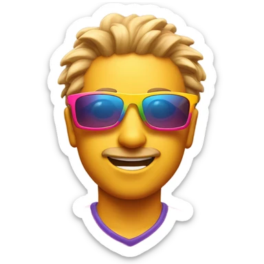 sporty sun, with sporty sunglasses, 80s style sticker