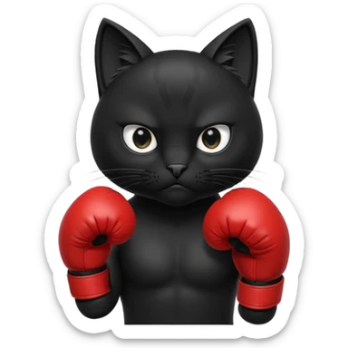 Black Cat with boxing gloves sticker