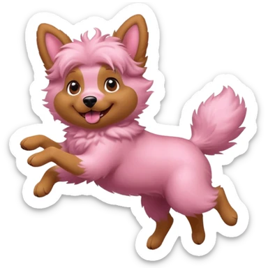 pink girly dog jumping in the air sticker