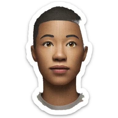 Person face portrait made entirely of a collage sticker