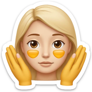 Minimal emoji representing reduced facial puffiness, soft hand gesture shaping the face contour, balanced and natural appearance, wellness-focused, simple and easy to understand
 sticker