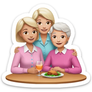 conversación dentro de un restaurant  dos personas y una de las persoans sea una abuela y el otro un adulto de 27 años sticker