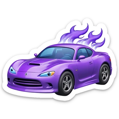 Purple car drifting with navy blue flames coming out of the rear tires. sticker