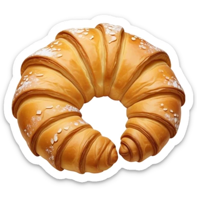 Cinematic Realistic Rustic French Croissant Pastry Emoji, depicted as a flaky, buttery crescent with delicate, layered textures and a slight, intentional char along the edges that imparts a rustic, artisanal charm. The golden, crispy exterior shows a hint of burnt nuance, rendered with warm, inviting lighting and exquisite detail to capture its time-honored, imperfect perfection. sticker