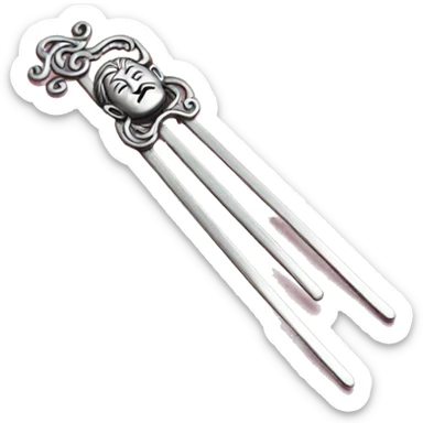 silver metal chinese hair pin sticker