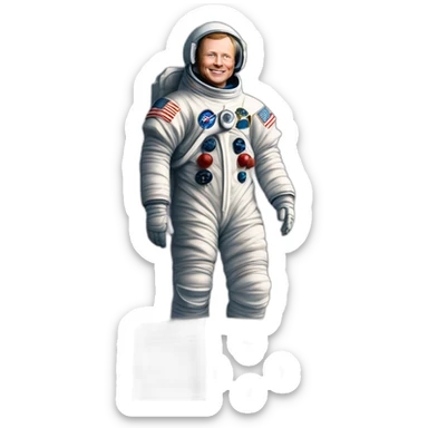 A large statue of Neil Armstrong placed in the middle of Washingtona sticker