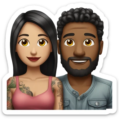 Romantic movie theater date for beautiful tattooed couple sticker