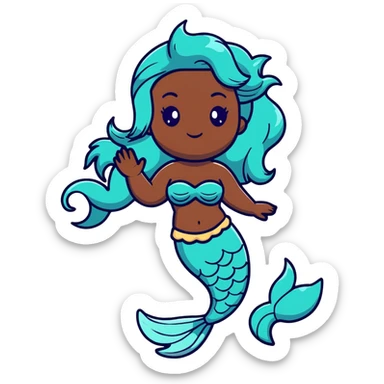 black mermaid with dark skin sticker