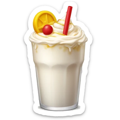 beautiful and delicate milkshake with two straws with a Summer Core, in white, bright crimson red and yellow gold colors sticker