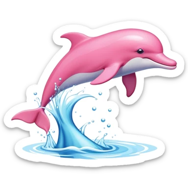 Pink dolphin jumping in the water sticker
