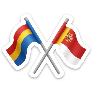 Spanish flag and Russian flag sticker
