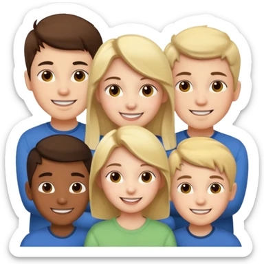 girl with a bunch of boys sticker