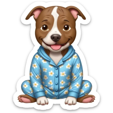 a brindle pit bull wearing comfy pajamas sticker