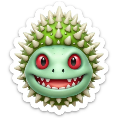 poisonous mushroom monster portrait, head and shoulders only, toxic green glow, scary grin, spiky mushroom head, 3D cartoon, mobile game icon style, clean background, no text, no watermark

 sticker