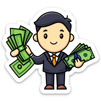 accountant with money and financial graphs sticker