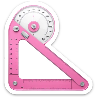L-shaped 90 degree goniometer pink occupational therapy tool slightly tilted clear angle sticker