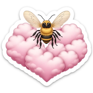 pink hearted + cloud + bee sticker