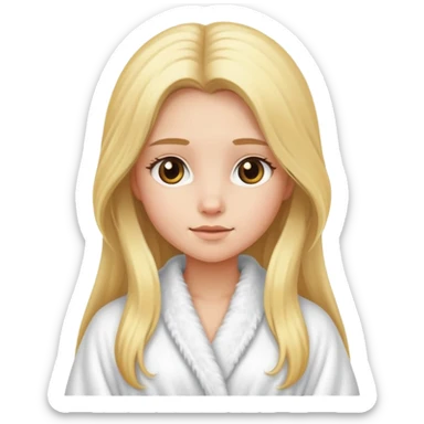 girl with long blonde hair wearing fluffy white robe sticker