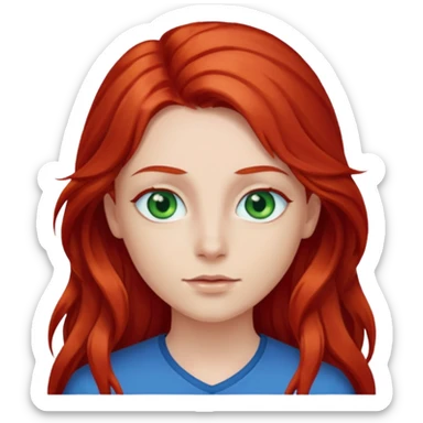 Like the first but her eye green  and blue and her hair red that brolong herwn  sticker