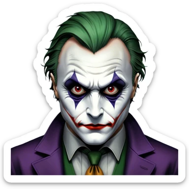 Thriller movie icon: A close-up collage with eerie, dramatic elements. Include the Joker, Hannibal Lecter, and a dark, moody Gotham City skyline in the background. The characters should look intense and shadowed, creating a tense atmosphere. Transparent background. sticker