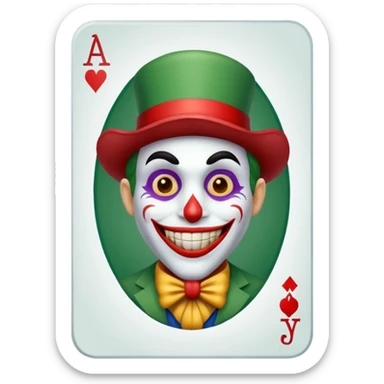 poker card with a funny jolly joker inside the card sticker