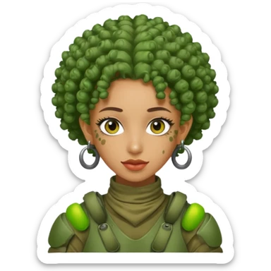 green curly haired painitball player with big earrings guy sticker